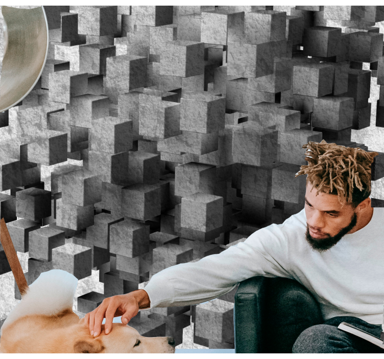 μπετόν κυβικά τρισδιάστατη τοιχογραφία τοίχου - TenStickers