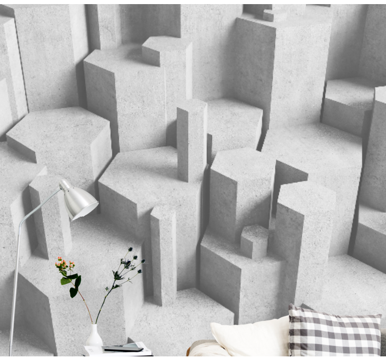 τοιχογραφία από πέτρινο τοίχο γεωμετρικών μορφών - TenStickers