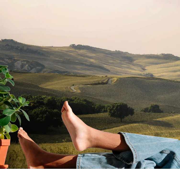 πεδία της Τοσκάνης τοπίο φύση τοίχο τοιχογραφία - TenStickers