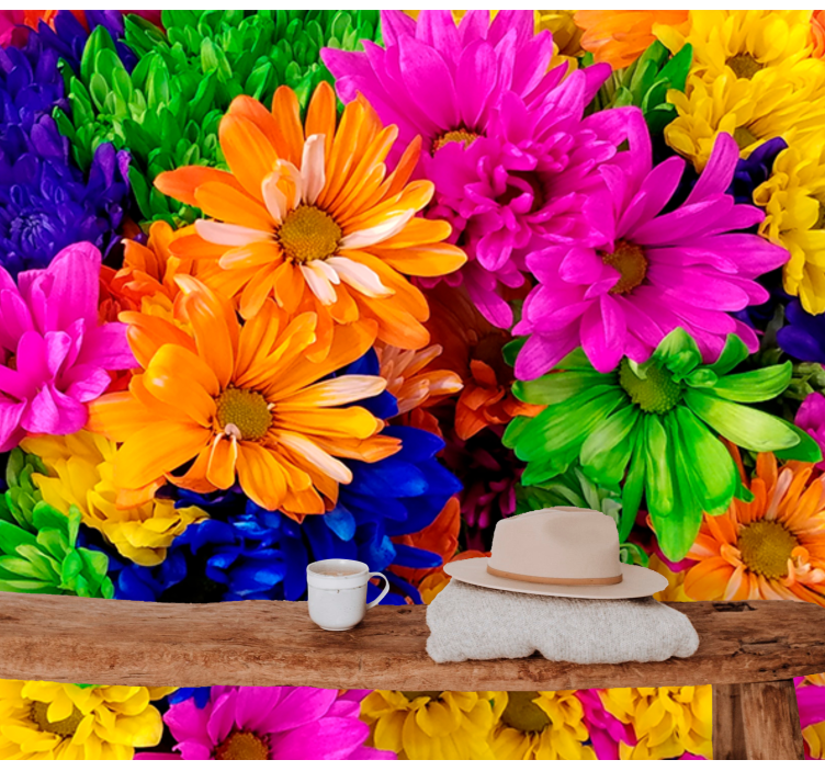 Φωτοταπετσαρία με λουλούδια Πολύχρωμη Βοτανική Σύνθεση - TenStickers