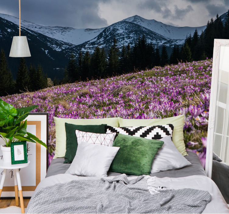 Φωτοταπετσαρία με λουλούδια από το πεδίο κρόκου - TenStickers