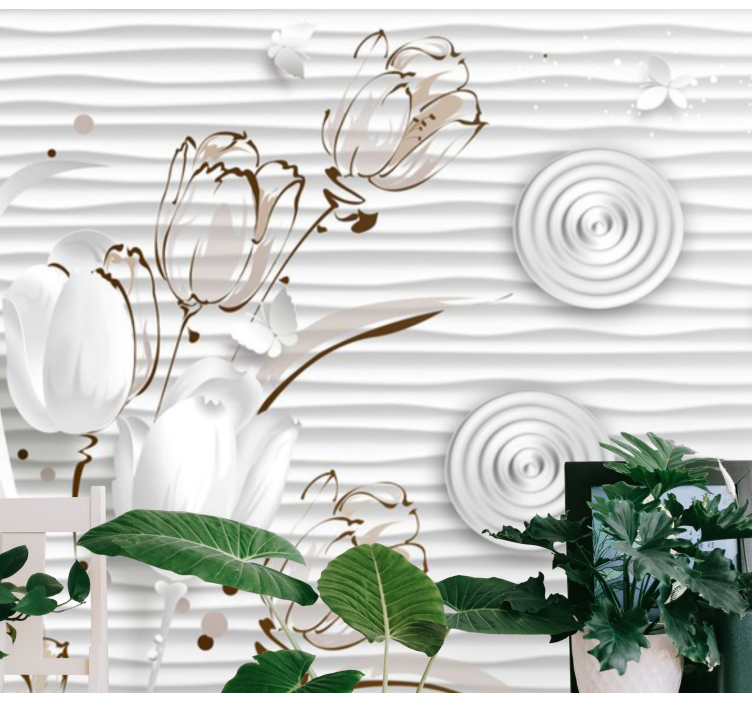 Φωτοταπετσαρία με λουλούδια λευκές κομψές τουλίπες - TenStickers