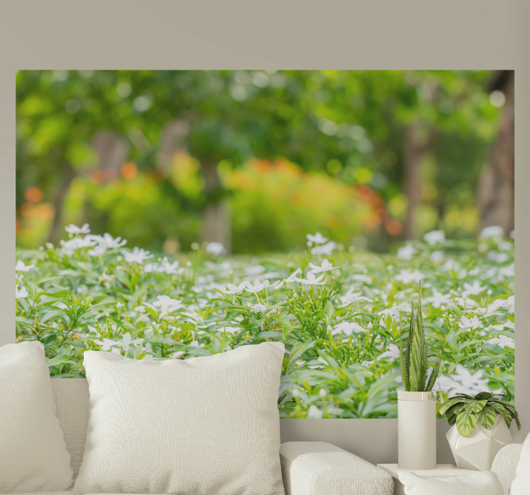 Φωτοταπετσαρία με λουλούδια Πλούσια Λευκά Άνθη - TenStickers