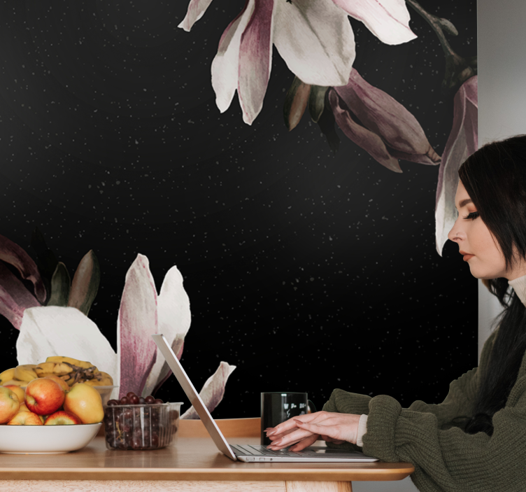 Φωτοταπετσαρία με λουλούδια σχέδιο μαγνολίας - TenStickers