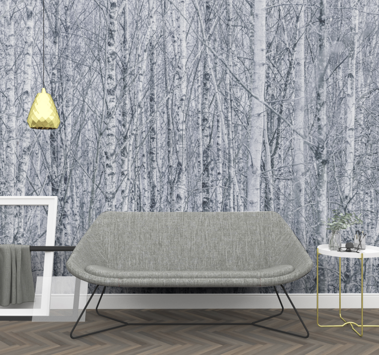 δασικά δέντρα μαύρο και λευκή τοιχογραφία τοίχου - TenStickers