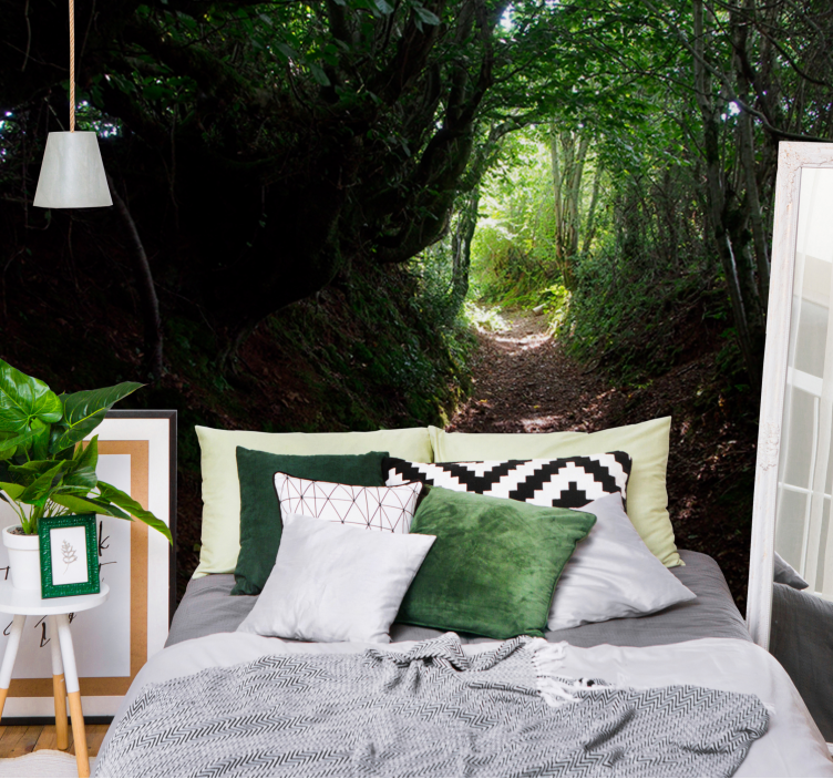 δασική σήραγγα φύση δέντρο τοιχογραφία - TenStickers