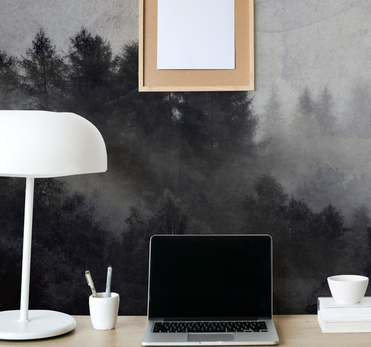 Φωτοταπετσαρία δάσους ομιχλώδης ομιχλώδης ατμόσφαιρα - TenStickers