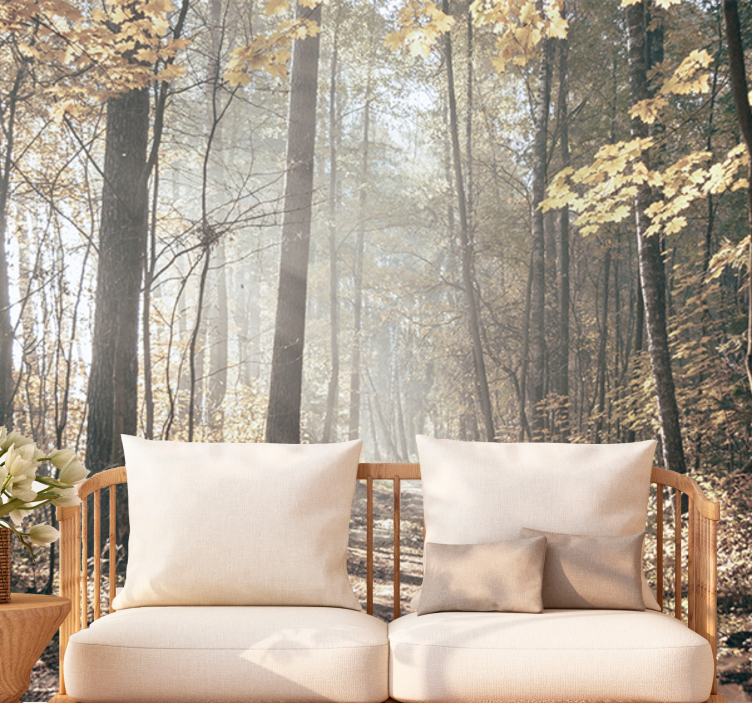 Φωτοταπετσαρία δάσους ήρεμος φθινοπωρινός δρόμος - TenStickers