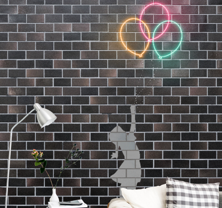 Φωτοταπετσαρία αστικής τέχνης Κορίτσι που φτάνει μπαλόνια - TenStickers