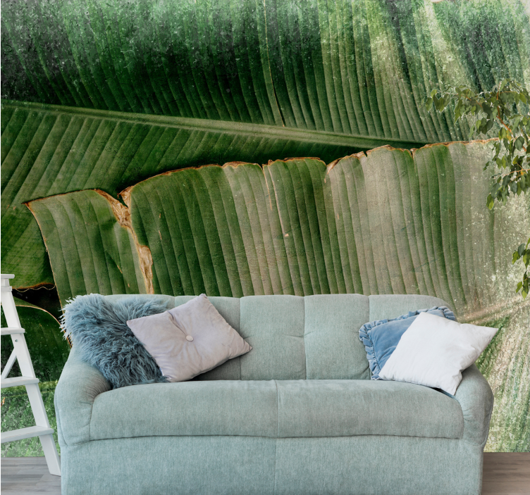 Πράσινα φύλλα μπανάνας μοτίβο τοιχογραφία της φύσης - TenStickers