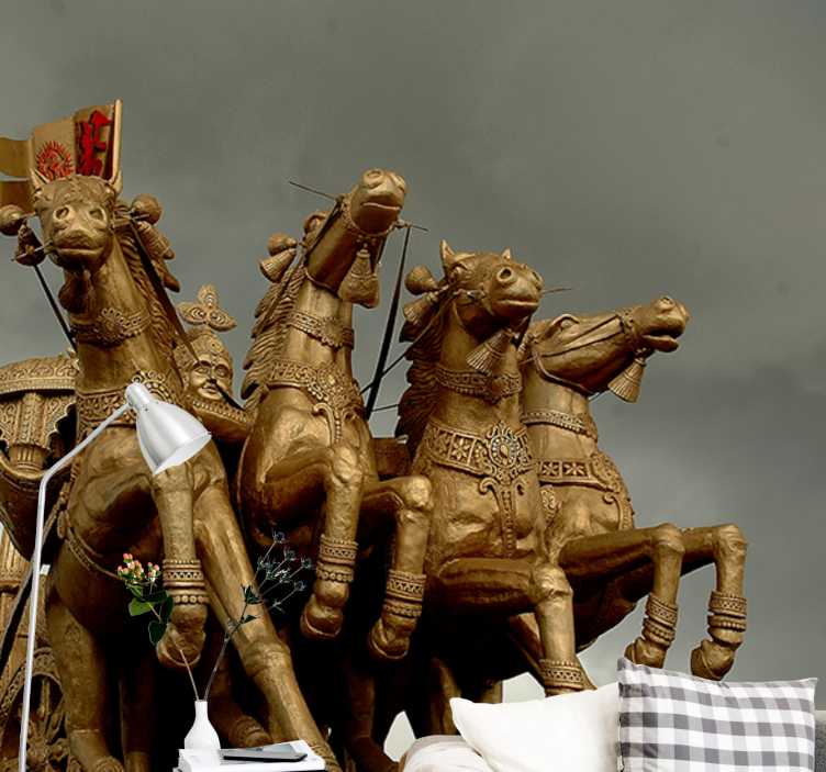 άλογα χρυσά μαλλιά τρισδιάστατη τοιχογραφία τοίχου - TenStickers