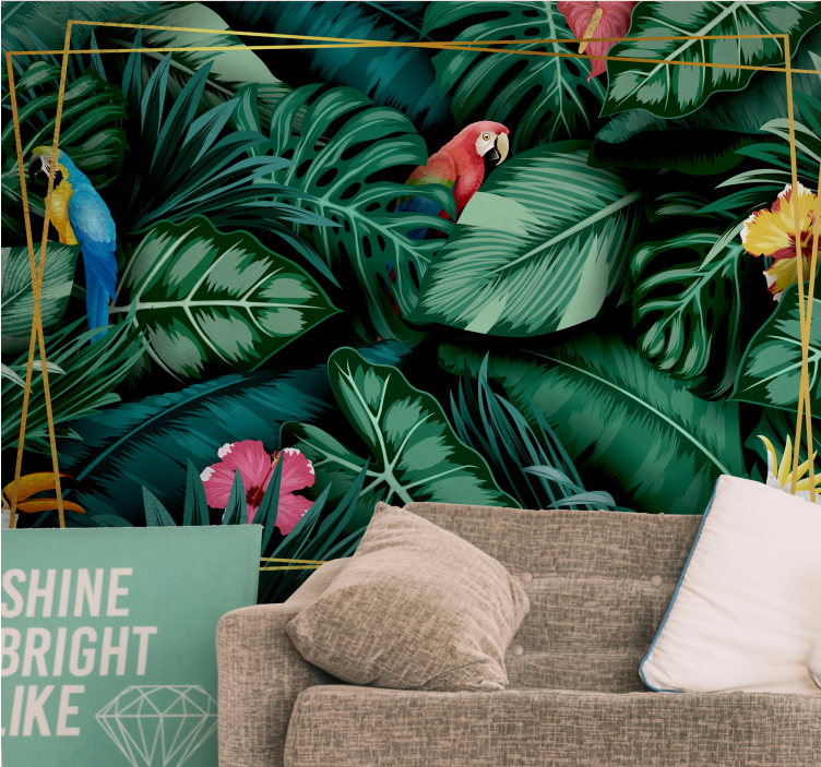 Τρισδιάστατη ζούγκλα τροπικών παπαγάλων κατοικία - TenStickers