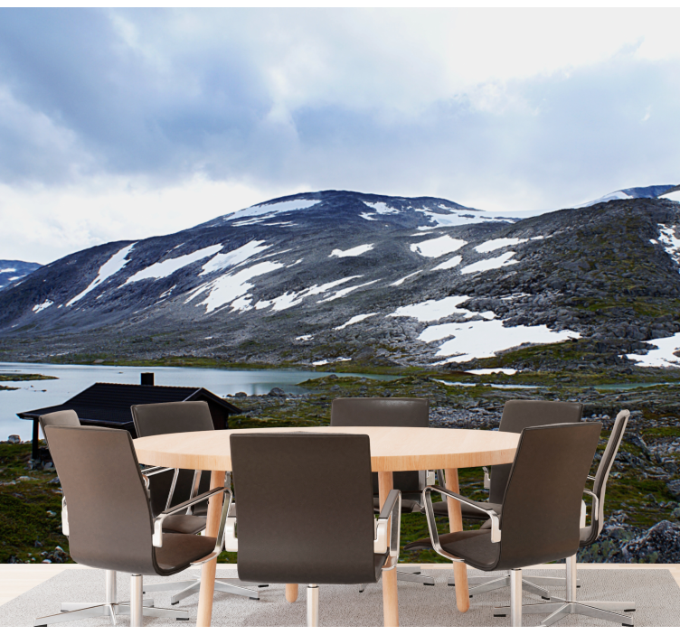 Ταπετσαρία φωτογραφίας τοπίου Ορεινός Λίμνη Καταφύγιο - TenStickers