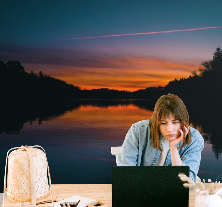 Ταπετσαρία φωτογραφίας τοπίου Ηρεμία Λίμνης Δύση - TenStickers