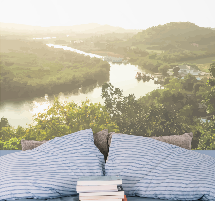 Ταπετσαρία φωτογραφίας τοπίου ήρεμη θέα ποταμού - TenStickers