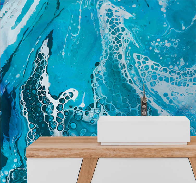 Ligh blue υγρό μαρμάρινο τοιχογραφίες μπάνιου - TenStickers