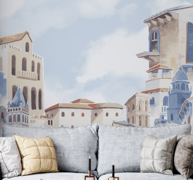 εξωτερική τοιχογραφία μεσογειακής πόλης - TenStickers