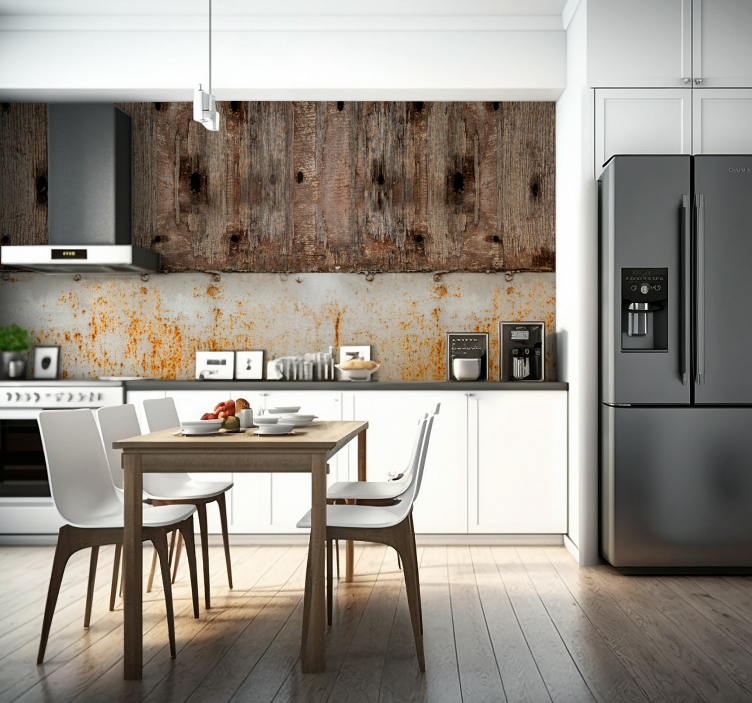 Φωτοταπετσαρία με άλλη υφή και σχέδιο Μετάλλιο και κοπή ξύλου - TenStickers