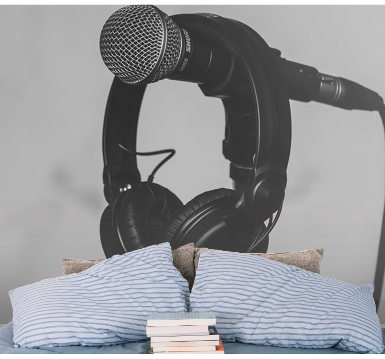 Φωτοταπετσαρία θέμα μουσικής Μικρόφωνο και Ακουστικά - TenStickers