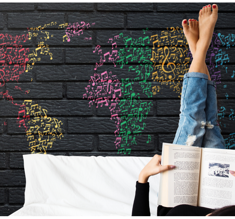 Φωτοταπετσαρία θέμα μουσικής Χάρτης Μουσικής Κόσμου - TenStickers