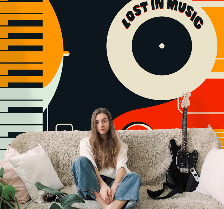 Φωτοταπετσαρία θέμα μουσικής ρετρό σχέδιο πιάνου - TenStickers