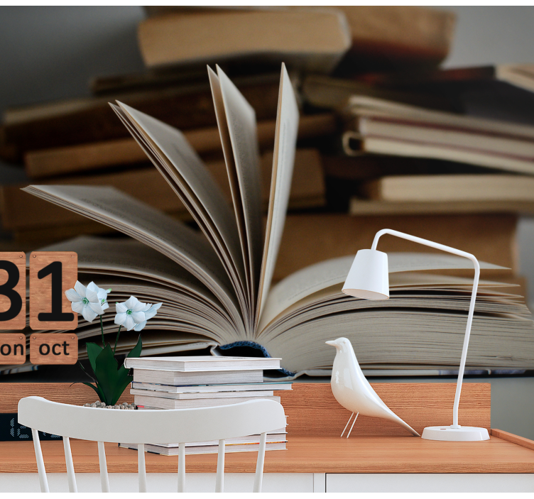 ανοιχτό βιβλίο vintage τοίχο τοιχογραφία - TenStickers