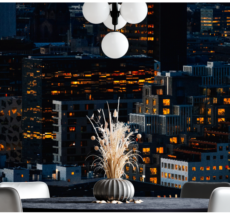 μοντέρνα κτίρια τοιχογραφίας του Όσλο τη νύχτα - TenStickers