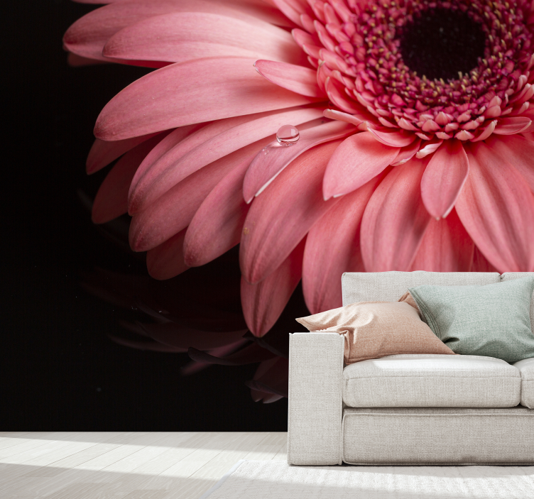 ροζ λουλούδι τοίχου φωτογραφική - TenStickers
