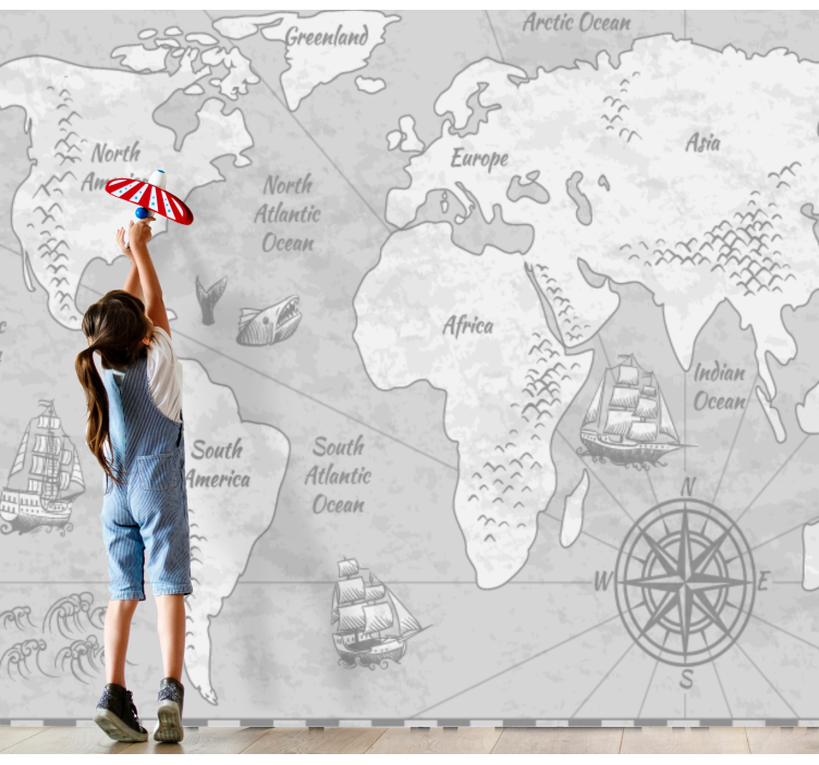 πειρατικό θησαυρό τοποθεσίες τοιχογραφία παγκόσμιο χάρτη - TenStickers