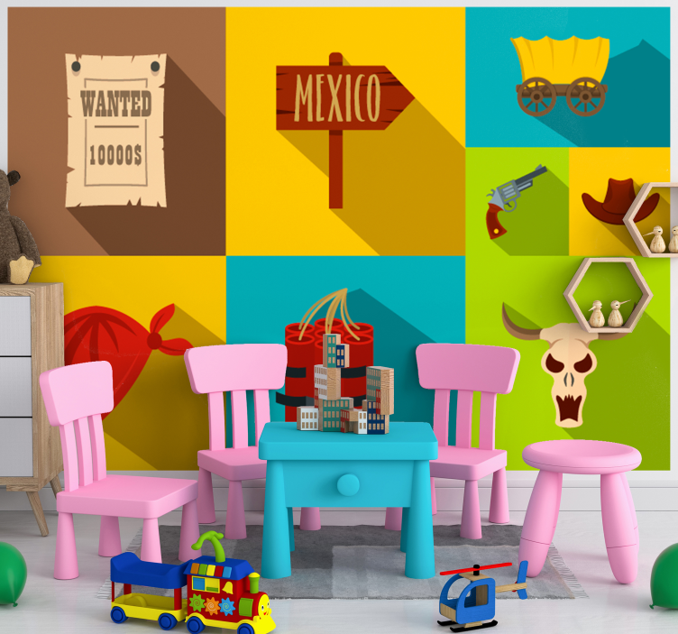 Τοιχογραφίες για Κρεβάτι Θέμα wanted Μεξικό - TenStickers