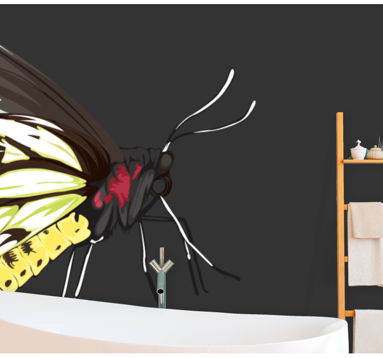 ρεαλιστική λεπτομερής τοιχογραφία με κίτρινη πεταλούδα - TenStickers