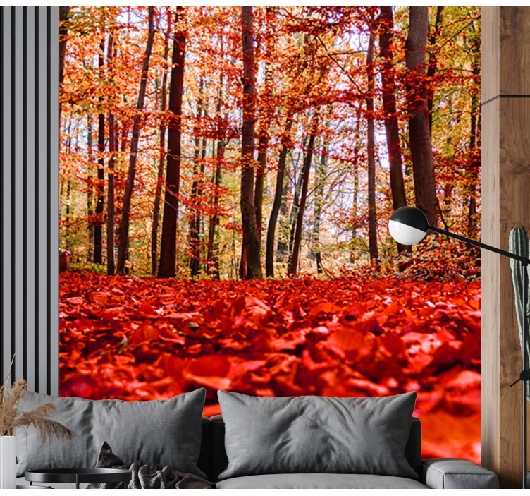 κόκκινη τοιχογραφία τοίχων φύλλων - TenStickers