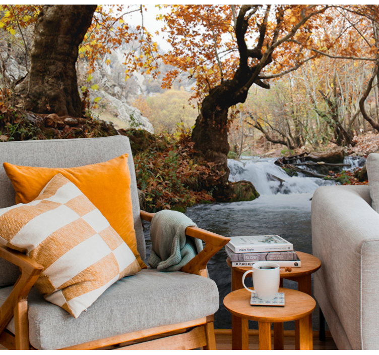 τοιχογραφία τοπίων φθινοπώρου τοπίων ποταμών - TenStickers