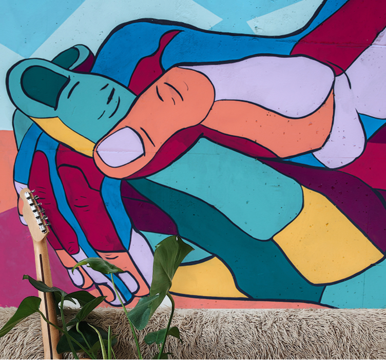 Φωτοταπετσαρία αγάπης Χρωματική Αγκαλιά Χεριών - TenStickers