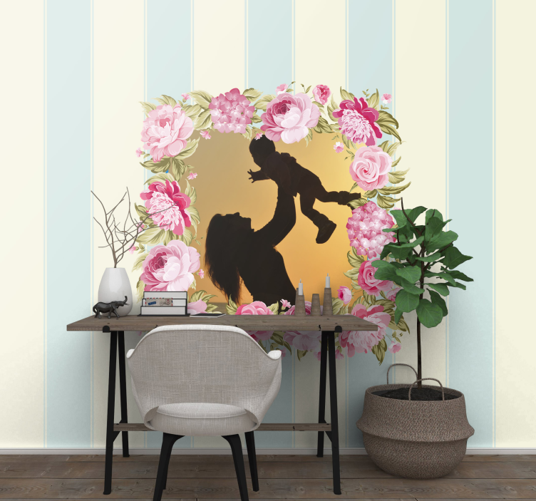 τριαντάφυλλο πλαίσιο με τοιχογραφίες γάμου - TenStickers