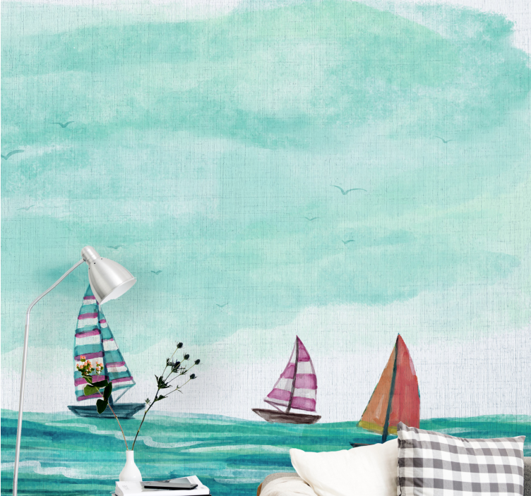 σειρά πανιών με μπλε τόνους τοιχογραφία τοίχου φύσης - TenStickers