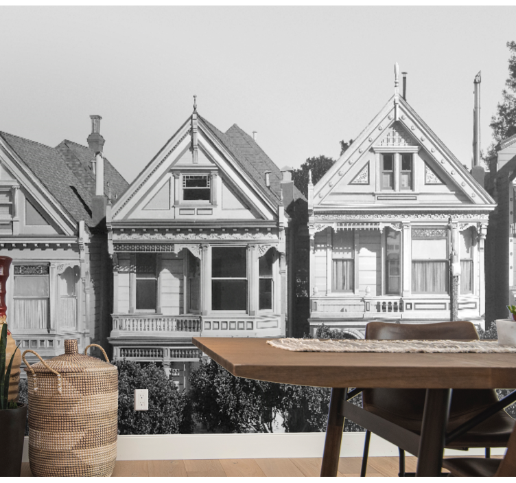 Σαν Φρανσίσκο στεγάζει ασπρόμαυρη τοιχογραφία τοίχου - TenStickers