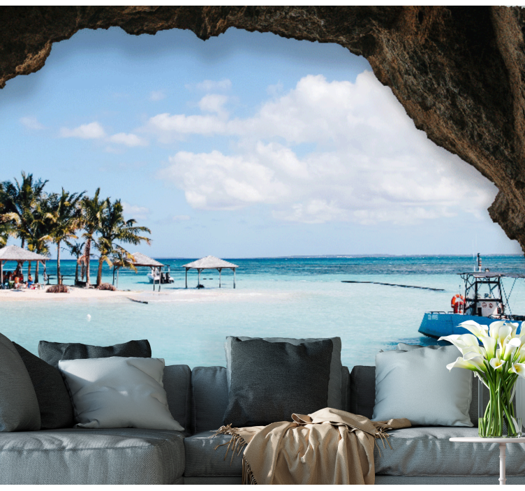 θαλασσινό τοπίο από τοιχογραφία τρισδιάστατης τοιχογραφίας - TenStickers