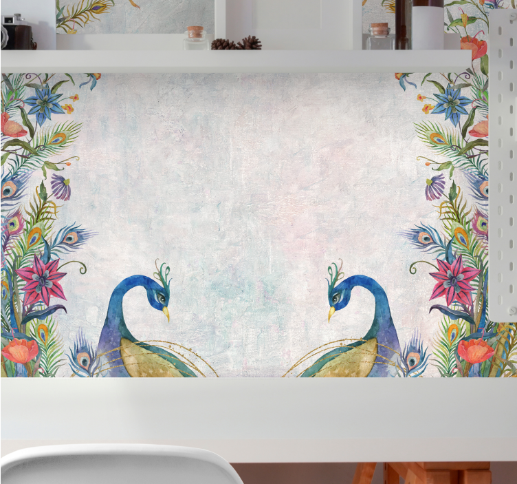 Shabby chic στυλ παγώνια τοιχογραφία φύσης - TenStickers