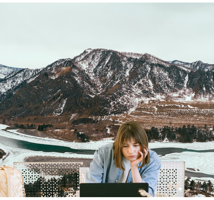 χιονισμένη τοιχογραφία στο γραφείο του βουνού - TenStickers