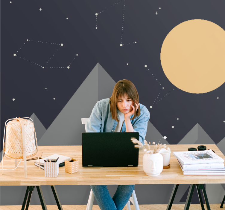 Φωτοταπετσαρία διαστήματος Βουνά υπό το φως της σελήνης - TenStickers