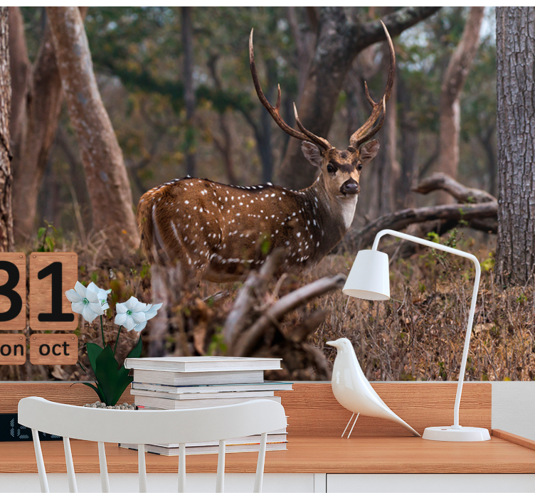 ελάφι στην τοιχογραφία του δασικού τοίχου - TenStickers