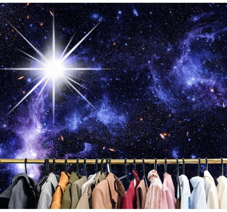 αστέρι που λάμπει στη τοιχογραφία του διαστημικού τοίχου του γαλα - TenStickers