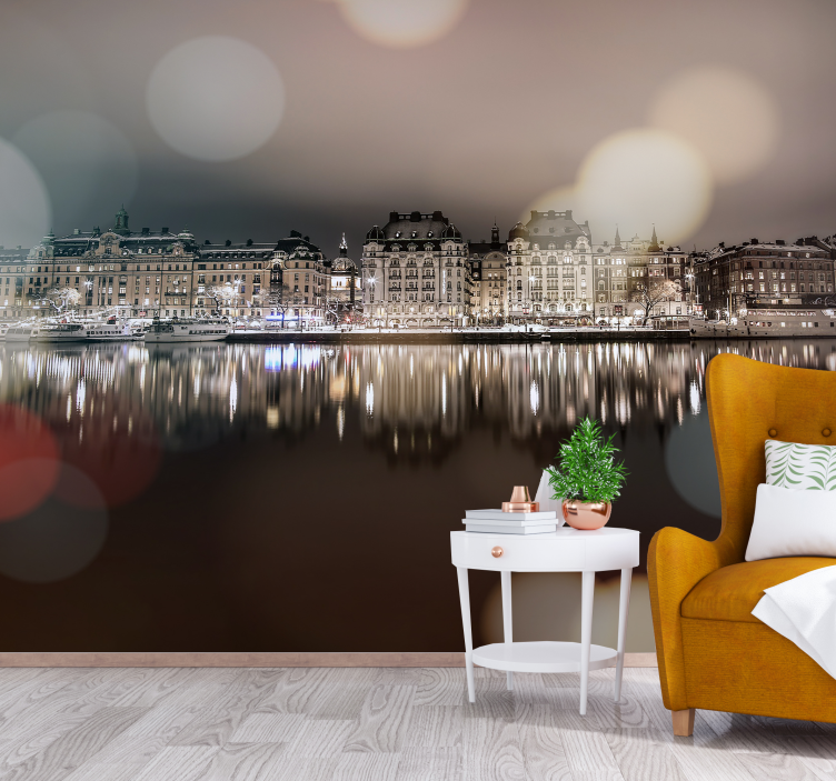 Τοιχογραφία της πόλης της Στοκχόλμης τη νύχτα - TenStickers