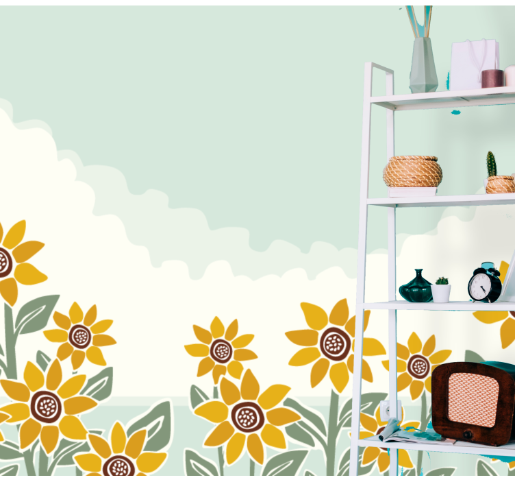 ηλιοτρόπια ζωγραφική τοιχογραφία τοίχου - TenStickers