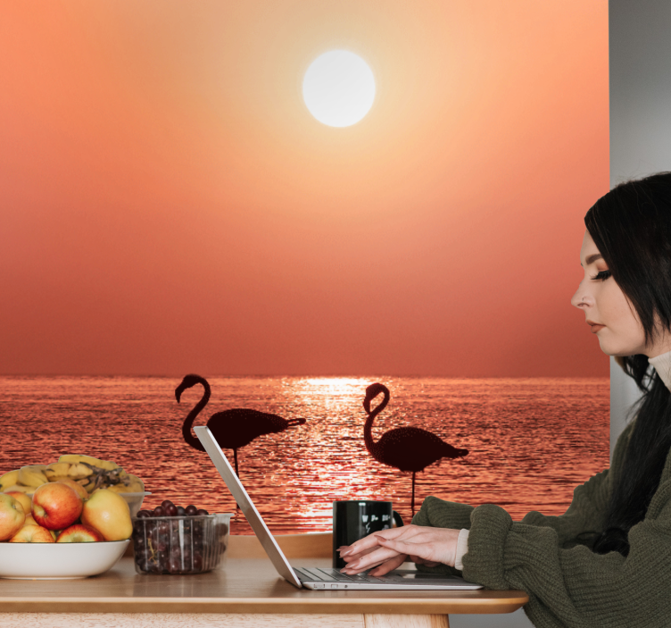 τοιχογραφία φλαμίνγκο ανατολής στον υδάτινο διάδρομο - TenStickers
