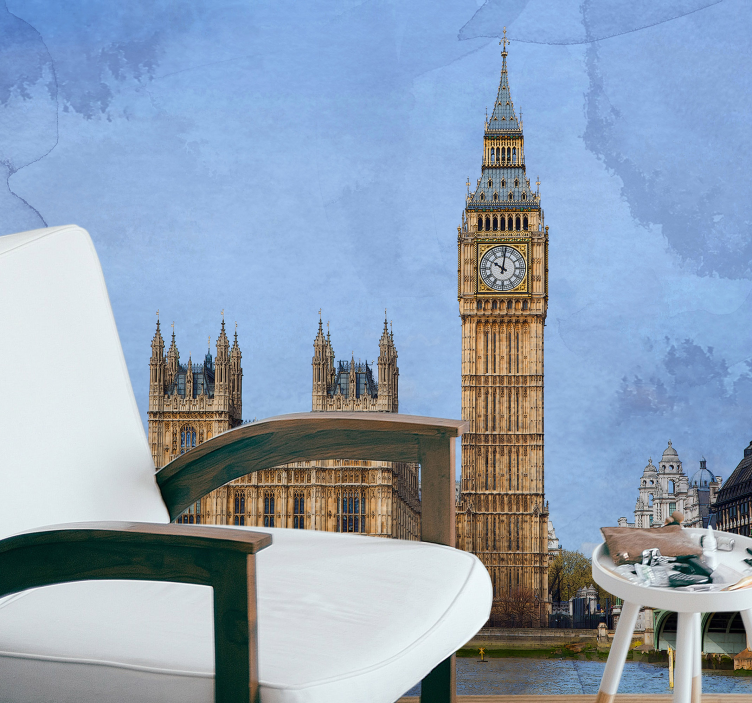 Τάμεση ποταμού και τοιχογραφία του Μπιγκ Μπεν Λονδίνο - TenStickers