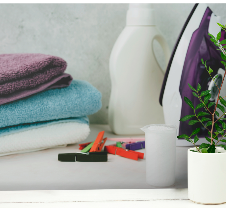 πετσέτες και μανταλάκια τοιχογραφίας vintage πλυντηρίου - TenStickers