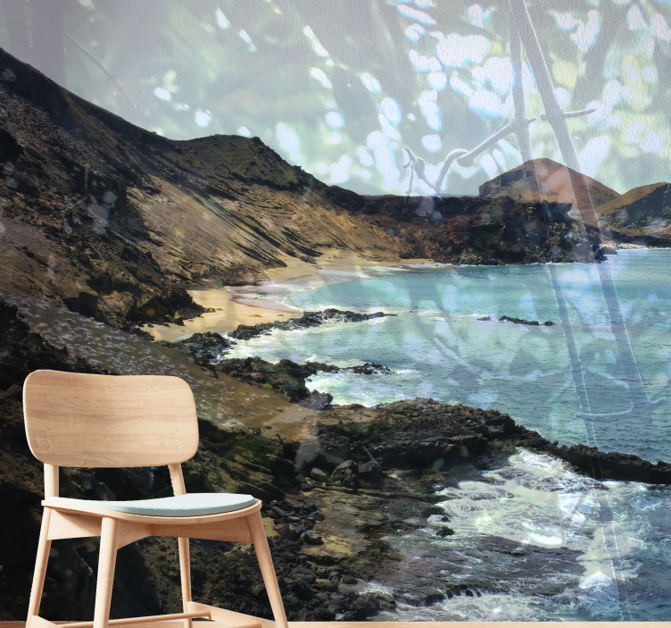 τροπική παραλία του Ισημερινού κάτω από την τοιχογραφία της θάλασ - TenStickers