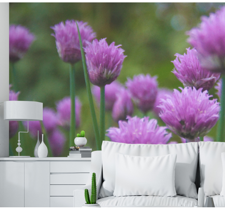 ασαφής μωβ λουλούδια τοιχογραφία τοίχου - TenStickers